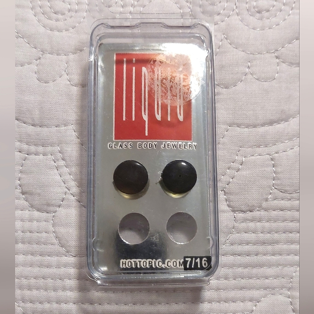 📣 Hot Topic Liquid Body Jewelry Smoky Clear Glass Plugs NWT Size 7/16